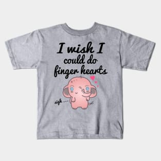 Elephant sighing and wishing they could do finger hearts - Kawaii Kids T-Shirt